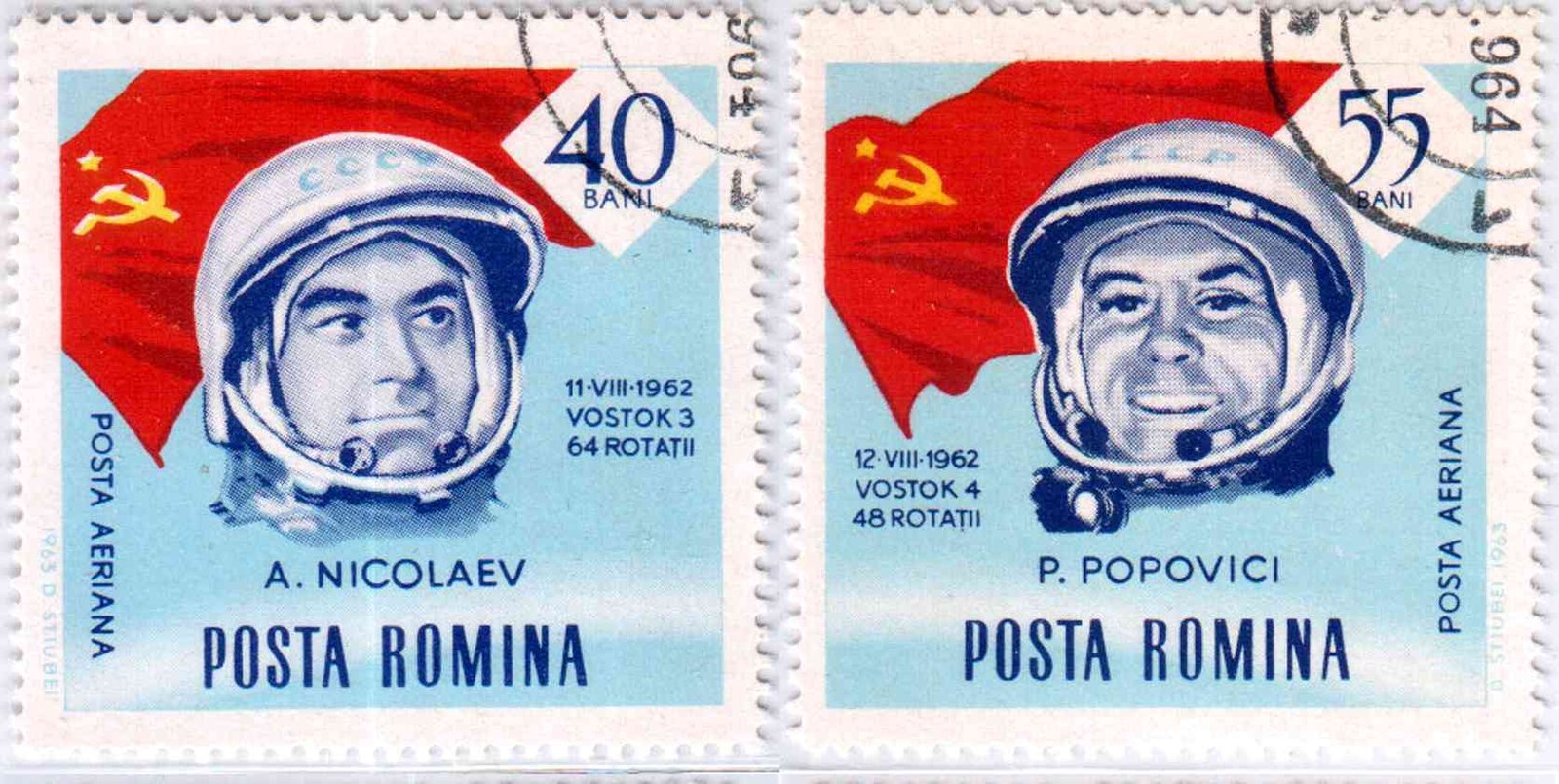 Romanian stamps - Andrijan Nikolajev and Pavel Popowitsch
